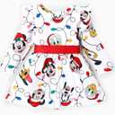 Disney Princess Frozen Elsa Minnie Mickey Stitch Ruffle Sleeve Dress A Line Long Sleeve Kids Clothes Baby to Toddler (XS)