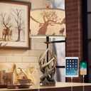 Rustic Deer Antler Table Lamp for Living Room End Tables Farmhouse Cabin Lamps with USB A + C Charging Ports 28" Tall Western Country Bedroom Lamps for Nightstand, Single, Bulb Not Included
