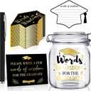 Newtay 55 Pcs Words of Wisdom Graduation Glass Jar Graduation Wishes & Advice Cards and Sign Graduation Guest Book for Graduate Decoration Best Wishes Grad Party Supplies (Classic)