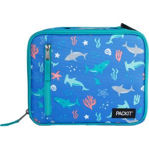 PackIt Freezable Classic Lunch Box, Sea Shark, Built with ECOFREEZE Technology, Collapsible, Reusable, Zip Closure With Zip Front Pocket and Buckle Handle, Designed for Fresh Lunch On the Go