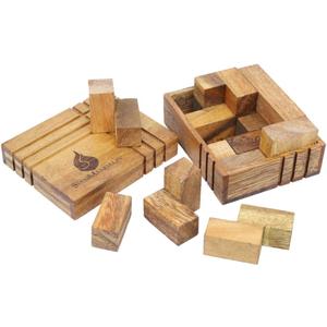 Wooden Puzzle Challenge Box  Handmade Brain Teaser for Adults & Teens | Premium Acacia Wood Puzzle Game | Unique Gift Idea & Desk Toy | Stacking Spacial Problem Game STEM
