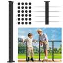 42" Level Drilled Cable Railing Post, Fixed Top Heavy-Duty Line With Flat Rubber Grommets, Stainless Steel T304 Matte Black Handrail for Indoor Outdoor Railing Kit System