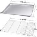 TeamFar Baking Sheet with Cooling Rack, Stainless Steel Half Size Cookie Sheet Pan and Baking Rack Set, 20’’×14’’×1’’, Non Toxic & Rust Free, Thick & Heavy Duty, Mirror Finish & Dishwasher Safe