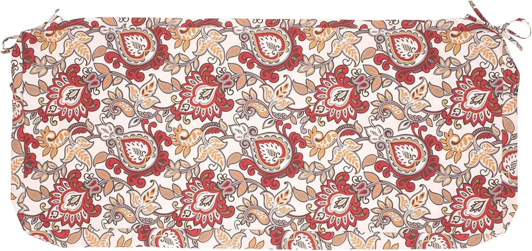 Magpie Fabrics Patio Bench Cushion Cover 45x18x3 Inch, NO Insert! Water Resistant Outdoor Loveseat Replacement Cover with Zipper (Botanical Red Orange)