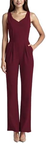 DeftSharp 2025 Women's Sexy Cocktail Party Clubwear Casual Working Rompers Club Back Zip Belt Long Jumpsuit Size L