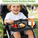 JACZZO Universal Stroller Snack Tray with 3 Detachable Silicone Bowls, Anti-Slip Silicone Grips & Cup Holder, Stroller Attachment for Nuna, Uppababy, Travel Essentials for Baby, Stroller Accessories