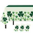 St Patricks Tablecloth for Rectangle Tables, 3 Pack Disposable Plastic 54" x 108" St Patricks Day Decorations, Shamrock Patterned Spring St Patrick's Party Table Cloth for Dining Room Kitchen Decor