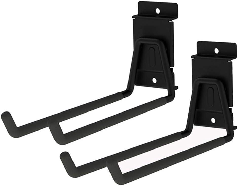 Heavy Duty Garage Storage Slatwall Double Hooks for Ladders, Wall Mounted 9 Tool Holder Utility U Hanger Organizer for Bike Bicycle Garden Hose and Folding Chairs (Black)