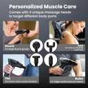 3-in-1 Percussion Massage Gun with Extension Handle, Detachable Muscle Massage Gun Deep Tissue for Back, Neck, Shoulder, Thigh Pain Relief, Portable&Quiet for Travel Gym Office-12 Speeds & 4 Heads