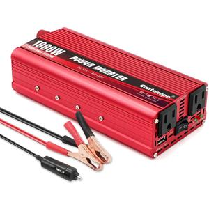 1000W Power Inverter DC 12V to 110V/120V AC Car Inverter with 3.1A USB Car Adapter and Cigarette Lighter for Vehicles Home Laptop Truck Trip (Red)