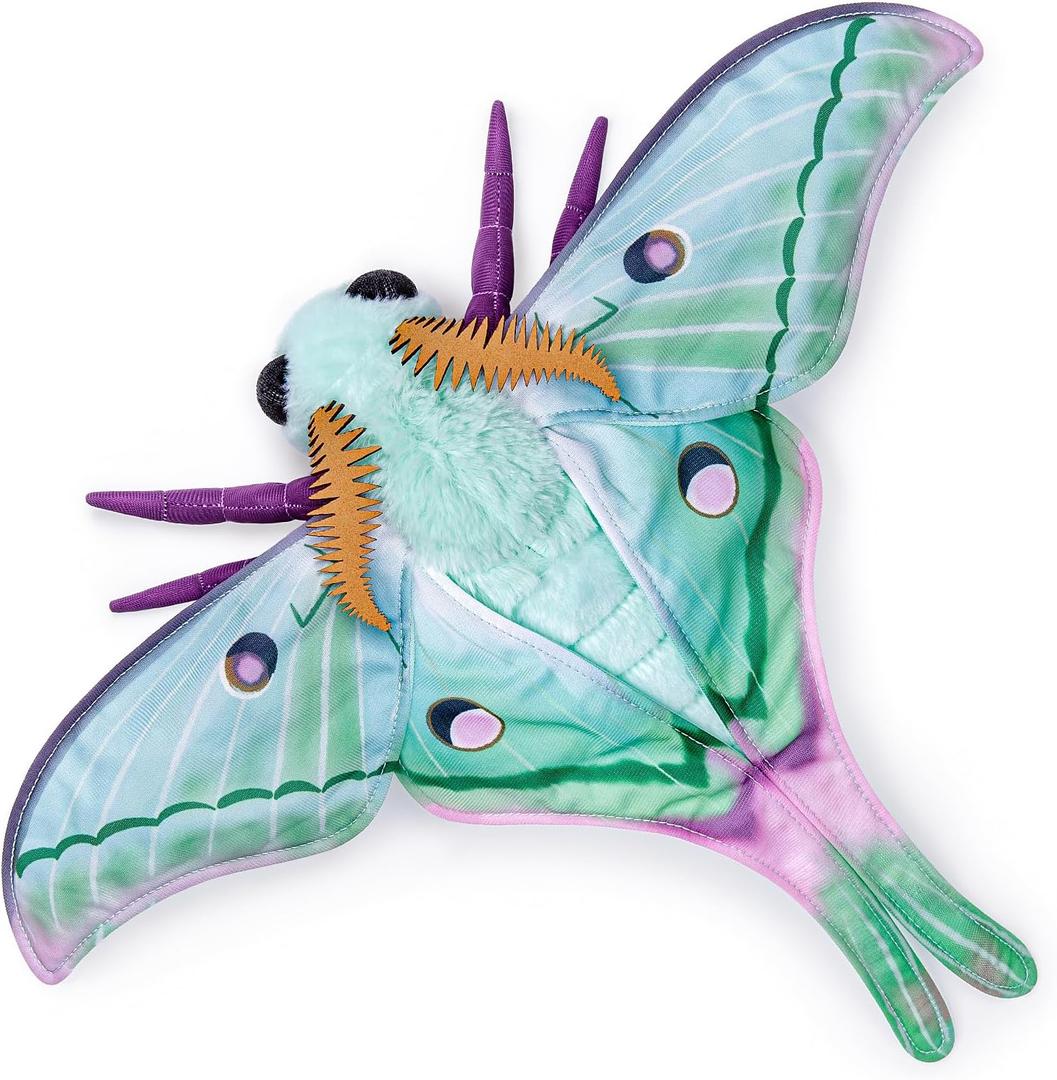 FRANKIEZHOU Realistic Luna Moth Plush Animal - Green 15 Inch,Long-Tailed Silk Moth Plush Toy, Soft Moth Stuffed Toy, Girls Toy, for Kids, Baby Gift,Home Decor, Cuddle Toy, Medium