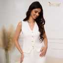 JASGOOD Womens Knitted Sweater Vest Top Trendy Sleeveless V Neck Tank Top (White, S)