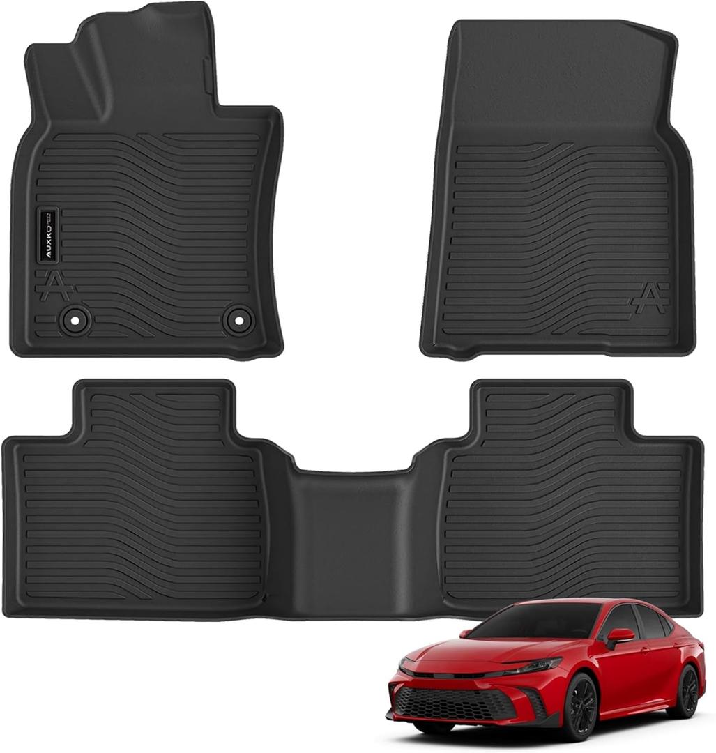 Auxko All Weather Floor Mats Fit for Toyota Camry 2025 2026 Include Hybrid LE/SE/XLE/XSE TPE Liners Camry Accessories All Season Guard Odorless Anti-Slip Floor Mats Black