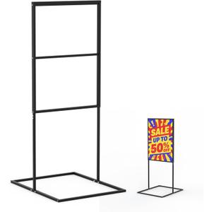 Sign Holder Floor Stand, 24×36 Inch Heavy Duty Floor Standing Sign Holder, Sliding Double Sided Poster Stand, Sign Stand for Mall Ads, Trade Shows, Road Signs (Black，24×36)