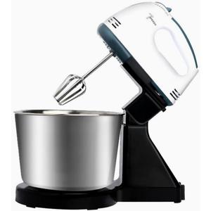 Electric Stand Mixer with Bowl, 7-Speed Hand and Stand Mixer Combo, White and Black