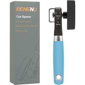 Beneno Can Opener, Manual Side Safe Cut Can Opener Smooth Edge with Durable Sharp Blade, Effort-Saving Knob & Comfortable Non-slip Handle, Aqua