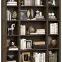 TVU 5-Tier Wood Book Shelf, 47" Wide Large Bookshelf and Bookcase, 64" Tall Bookshelf with Diversified Storage, Freestanding Wood Display Book Shelves for Living Room, Home Office, Walnut