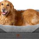 EHEYCIGA Memory Foam XL Dog Bed for XLarge Sized, Extra Large Orthopedic Dog Sofa with Sides and Waterproof Liner, Washable Bolster Pet Bed Couch with Removable Cover, 42x30x7.5 Inch, Grey