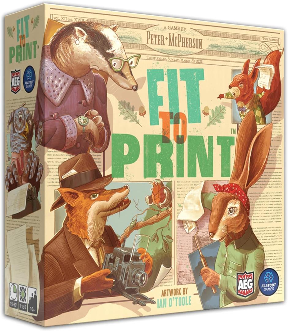 AEG & Flatout Games | Fit to Print | Build your Newspaper! | From the Creators of Cascadia | Easy to Learn | Quick to Play | Ages 10+ | For 1-6 Players, Cream