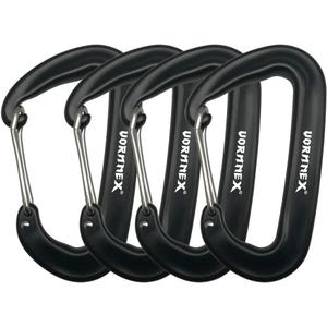 12KN Aluminum Carabiner Clip 4 Pack for Hammocks, 2700lbs Heavy Duty Large Clipping On Camping Accessories, Water Bottle,Backpacking and More - Black