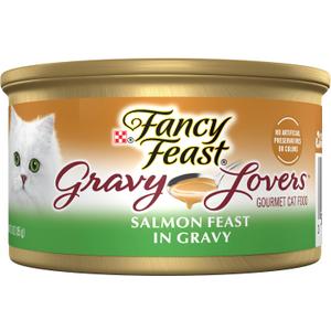 Fancy Feast Purina Gravy Salmon Feast In Gravy Wet Cat Food, 3 oz Cans, 24-Pack, BBD 04/2028