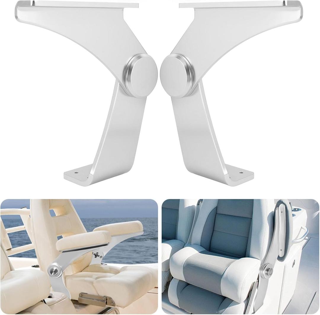 Boat Armrest Pivot, Aluminum Alloy Boat Pivot Flip Up Armrest Set Boat Seat Armrest, 60 Degrees Adjustable, Foldable Boat Hinge for Marine Yacht, Left and Right
