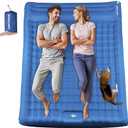 Double Sleeping Pad Camping, 6" Extra Thick Camping Pad with Pillow Built-in Foot Pump Waterproof Inflatable Sleeping Mats for Camping, Backpacking, Hiking,Traveling Tent (Blue)