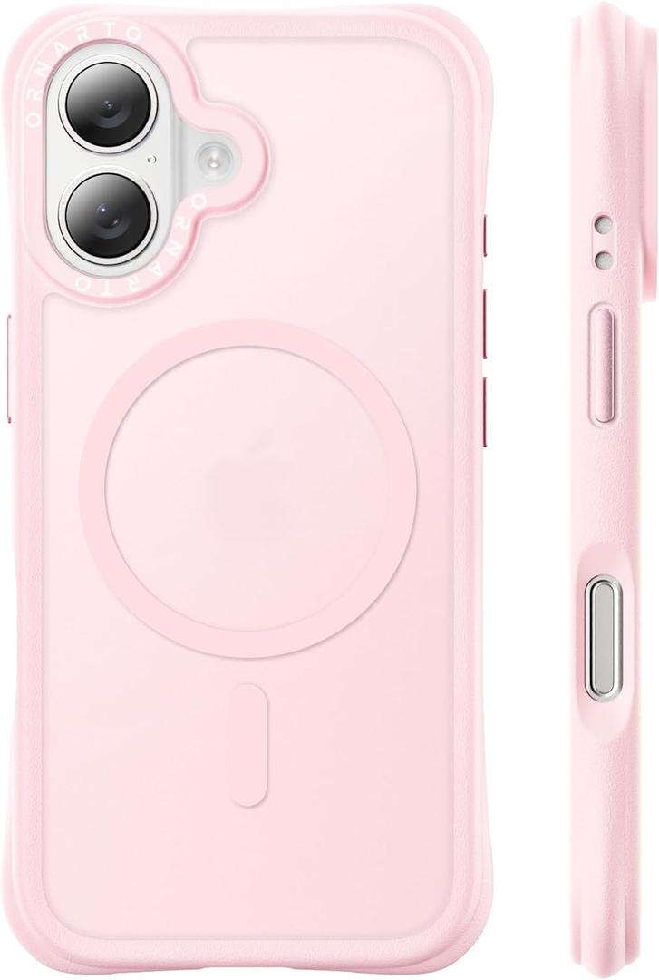 ORNARTO for iPhone 17 Case 6.3", 20FT Military-Grade Drop Protection, Compatible with MagSafe, Slim Matte Clear Anti-Fingerprint Shockproof Protective Cover, Chalk Pink
