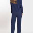 Women's Petite Jogging Suits 2 Piece Lounge Sets Sweatsuits Petite Length (Navy)