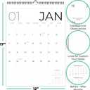 Wall Calendar 2026, 12 Months, 17" x 12" Large Wall Calendar with Hanger, Thick Paper and Spiral Binding. Classic Black & White, Professional Business Design.