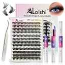 Lash Clusters Kit, DIY Cluster Eyelash Extensions 916mm, 30D+40D+50D, 240pcs Fluffy D Curl Natural Lashes with Lash Bond and Seal,TweezersWaterproof Fake Cat Eye Wispy Individual Clusters(MIX3-1-S)