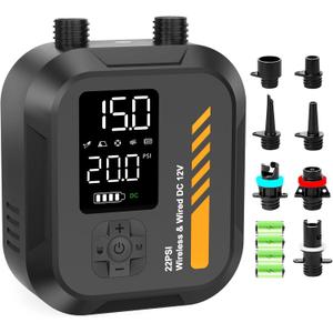 Paddle Board Pump Electric Portable,Rechargeable 22 PSI SUP Air Pump,Dual Power 7800mAh,12V DC Car Plug,Inflation Deflation,Auto-Off,for Paddleboard,Kayak,Kite,Tent,Kayaks