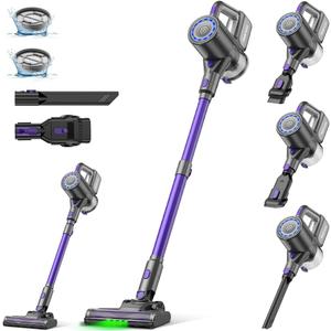Suirviz Cordless Vacuum Cleaner, 40KPA/500W/35Mins, Powerful Suction with Green LED Dust Detection, Stick Vacuum Self-Standing, Lightweight Handheld Vacuum for Pet Hair, Carpet & Hard Floor, Purple