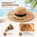 Berlune 6 Pcs Embroidered Straw Hats Wide Brim Summer UPF 50+