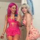 Women Lingerie Set Naughty Lace Bodysuit High Waisted Underwire Lingerie Babydoll With Garter Belt and Stockings (Pink)