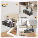 Under Desk Cable Management Tray Black, Cinati Wire Organizers No Drill, Cable Tray with Clamp for Wire Management, Cord Organization Box for Office, Home - No Damage to Desk