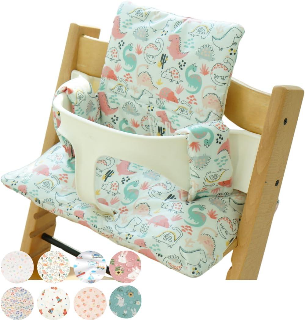 Gembebe Waterproof & Compatible Stokke Tripp Trapp Cushion Set - Easy to Clean - Made Fabric from Korea - 100% Cotton Stokke Tripp Trapp High Chair Cushion Set (Dino Friends)