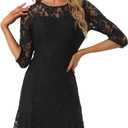 Allegra K Elegant Lace Dress for Women's 3/4 Sleeves Ruffles Bodycon Fishtail Dress, XL