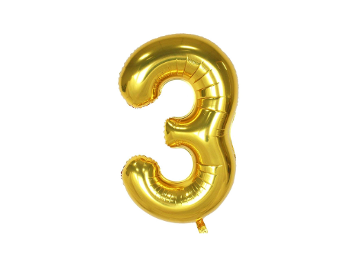 Tellpet Gold Number 3 Balloon, 40 Inch