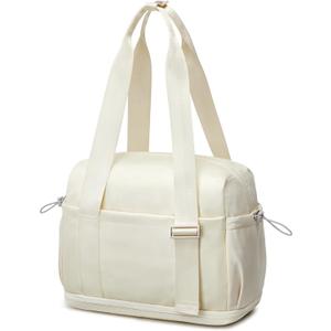 G4Free 10L Mini Gym Bag, Lightweight Small Duffle Bag with Wet Pocket for Women Men, Cute Duffel Bag for Workout Dance Yoga Travel, Beige, 11x8x6 inches