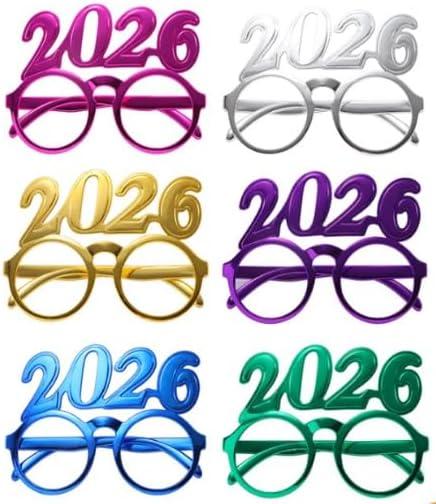 2026 Shaped Holiday New Year's Eve Props Party Favor America Flag Plastic Frame Glasses-6 Pack