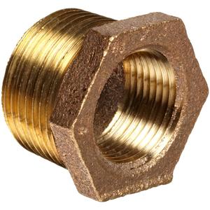 Anderson Metals Brass Threaded Pipe Fitting, Hex Bushing, 1" Male x 3/4" Female