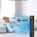 Abolee Tower Fan for Bedroom, Quiet Floor Fan, 90 Oscillating Fans for Indoors with 4 Speeds, 4 Modes, 24ft/s Velocity, FTS007R WHITE, 13IN*4.3IN*4.3IN, Black
