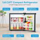 Electactic 1.6 Cu.ft Mini Fridge with Freezer, Compact Single Reversible Door Refrigerator, Adjustable Thermostat, Ultra Quiet, Energy Efficient for Office, Dorm, Bedroom, Apartment -Silver
