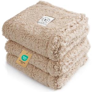 1 Pack 3 Calming Blankets Fluffy Premium Fleece Pet Blanket Soft Sherpa Throw for Dog Puppy Cat Beige Large (41" x31'')