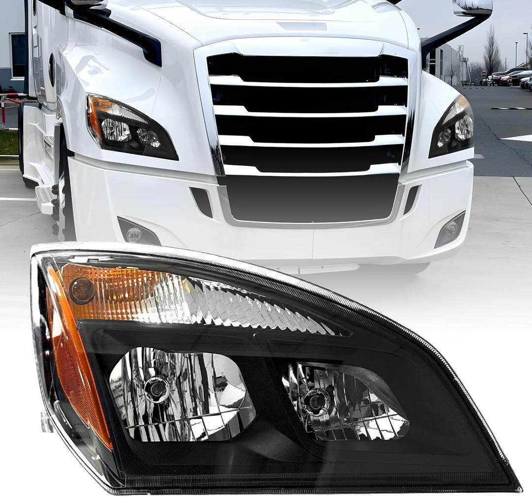 Halogen Headlights Compatible with 2018-2024 Freightliner Cascadia | Headlamp with Bulb, Replacement A6601512005 Right Passenger Side