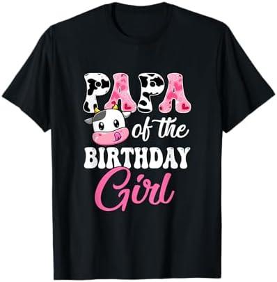Papa of The Birthday Girl Farm Cow 1St Birthday Girl T-Shirt 2XL