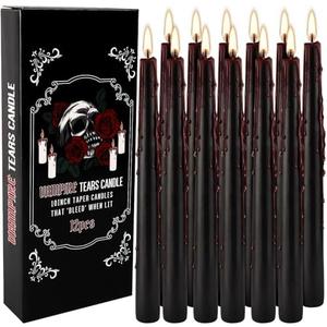 Amazon.com: 12PCS 10-Inch Black Bleeding Taper Candles,Vampire Tears Taper Candles- Unscented Ideal for Halloween, Christmas, Rituals, and Themed Party Decor : Home & Kitchen