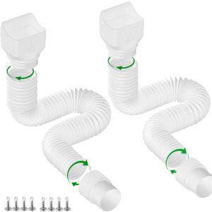 2 Pack Rain Gutter Downspout Extensions, Flexible Downspout Extender for Rainwater Drainage, Down Spout Drain Extension Pipe, Extendable from 21 to 62 Inches (Fit 3"x 4" Downspouts)