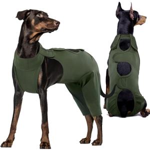 Kuoser Dog Surgery Recovery Suit, Thigh Wound Protective Sleeve for Dogs, Dog Recovery Sleeve for Female Male Dogs, Pet Surgical Suit for Spay Neuter, Dog Onesie After Surgery, Green XXL (XXL (Prioritize CHEST GIRTH:32.3-37.4''))